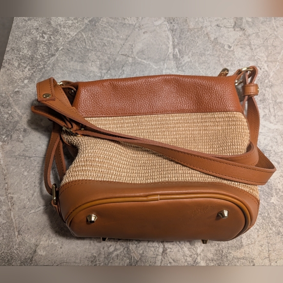 Italian Made Valentina Genuine Leather Brown and Tan Women's Crossbody Bag - Picture 3 of 12